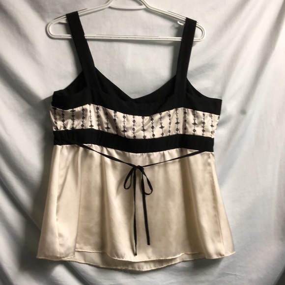 Maternity black cream embroider tank top blouse sleeveless polyester motherhood - Picture 9 of 10